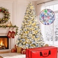 thumbnail image 1 of Firstness 5.7ft Pre-Lit Artificial Christmas Tree with 821 Branches,11 lighting Mode Snow Flocked Xmas Tree with Storage Bag, 1 of 12