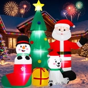 Firstness 7ft Christmas Inflatables Outdoor Decoration,Blow ups Santa Xmas Tree Snowman Bear Gift Box with LED Lights for Yard