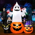 thumbnail image 1 of Firstness 6FT Halloween Inflatable Pumpkin Ghost Cat with Lights,Outdoor Yard Party Decorations, 1 of 12