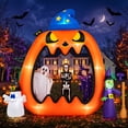 thumbnail image 1 of Firstness 8.2ft Halloween Inflatable Pumpkins Photo Door with Ghost Witch Yard Party Outdoor Decorations with LED Lights, 1 of 10