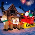 thumbnail image 1 of Firstness 8ft Christmas Inflatables Santa Claus on Sleigh with 3 Reindeer Xmas Blow ups with LED Lights Outdoor Yard Lawn Decoration, 1 of 12