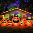thumbnail image 1 of Firstness 8FT Halloween Inflatable Pumpkins Blow ups Outdoor Decorations, Five Pumpkins with LED Lights for Party Yard, 1 of 11