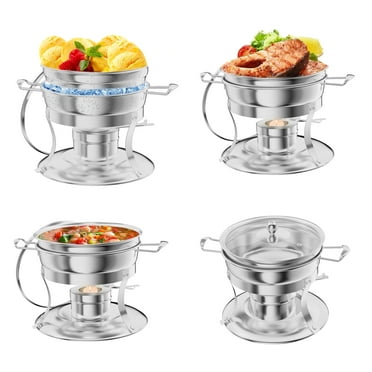 Firstness Chafing Dishes Buffet Set 4 Pack, 1 QT Round Buffet Chafing Dishes Stainless Steel Chafers and Buffet Warmers Sets for Thanksgiving, Halloween, Christmas Gatherings, and Parties