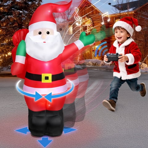 Firstness 4ft Christmas Inflatables Remote Control Santa Claus Car,Christmas Blow Ups with Light and Sounds,Indoor Outdoor Decoration