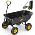 thumbnail image 1 of Firstness Garden Dump Cart, 600 lbs. 4 Cu. Ft. Heavy Duty Garden Wagon for Yard, Lawn & Landscaping, Yellow, 1 of 11