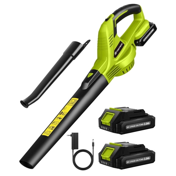 Firstness Cordless Electric Leaf Blower, 180CFM/135MPH, 2 Speed Mode with 2 Batteries for Lawn, Patio & Dust Cleaning