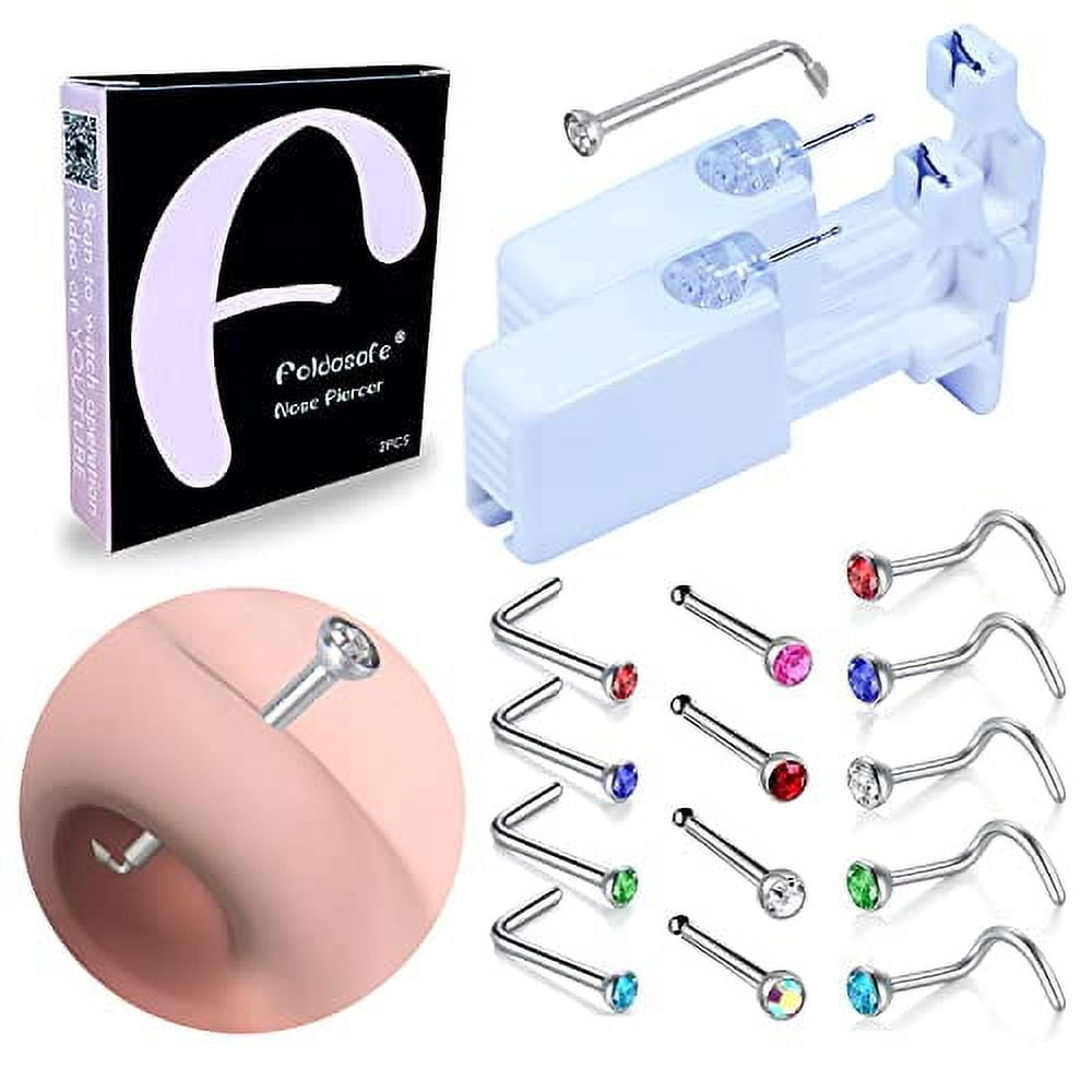 Firstomato 2 Pack Self Use Nose Piercing Gun Safe Nose Piercing Kit