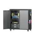 thumbnail image 1 of Firstsky Metal Garage Storage Cabinet with Wheels, Adjustable Rolling Tool Storage Cabinet with Lock, 34" Steel Locking Tool Cabinet with Doors and Shelves（Black&Gray, 34.3" H）, 1 of 8