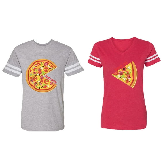 Firts Bite Love at Matching Couple Cotton Jerseys (Men Heather / Women Red) (Men S / Women S)