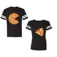 thumbnail image 1 of Firts Bite Love at Unisex Couple Matching Cotton Jersey style T-Shirt Contrasting stripes on sleeves (Men Black / Women Black) (Men XL / Women S), 1 of 3
