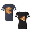thumbnail image 1 of Firts Bite Love at Unisex Couple Matching Cotton Jersey style T-Shirt Contrasting stripes on sleeves (Men Navy / Women Black) (Men S / Women S), 1 of 3