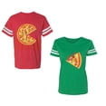 thumbnail image 1 of Firts Bite Love at Unisex Couple Matching Cotton Jersey style T-Shirt Contrasting stripes on sleeves (Men Red / Women Green) (Men XXL / Women L), 1 of 3