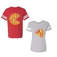 thumbnail image 1 of Firts Bite Love at Unisex Couple Matching Cotton Jersey style T-Shirt Contrasting stripes on sleeves (Men Red / Women Heather) (Men XXL / Women XL), 1 of 3