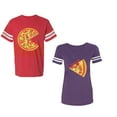 thumbnail image 1 of Firts Bite Love at Unisex Couple Matching Cotton Jersey style T-Shirt Contrasting stripes on sleeves (Men Red / Women Purple) (Men M / Women L), 1 of 3