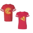thumbnail image 1 of Firts Bite Love at Unisex Couple Matching Cotton Jersey style T-Shirt Contrasting stripes on sleeves (Men Red / Women Red) (Men XL / Women XL), 1 of 3