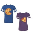 thumbnail image 1 of Firts Bite Love at Unisex Couple Matching Cotton Jersey style T-Shirt Contrasting stripes on sleeves (Men Royal / Women Purple) (Men S / Women S), 1 of 3