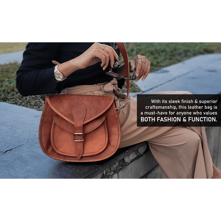 Firu Handmade Women s Leather Vintage Style Shoulder Bag with Satchel purse Brown