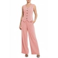 thumbnail image 1 of Firvespy Women's 2 Piece Blazer Outfits Summer Sleeveless V Neck Vest and Wide Leg Pants Set High Waist Tailored Business Casual Suit, 1 of 5