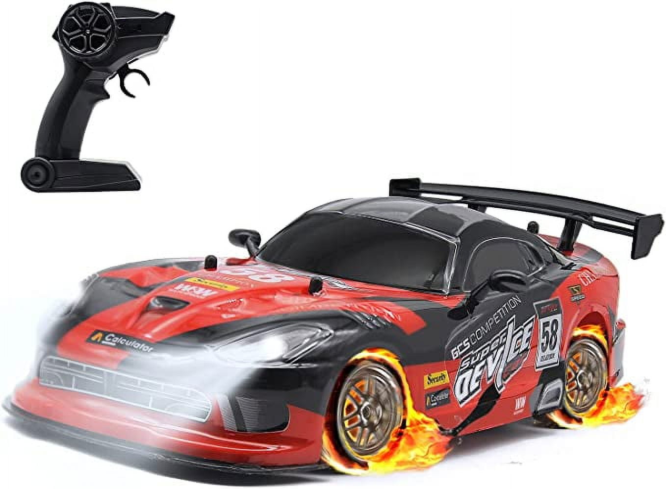 Fisca 1/16 Remote Control Drift Cars Toys with 2 Sets Tires, 4WD RC Cars  with Headlamps 