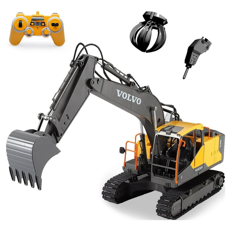 Fisca 1 16 Remote Control 3 in 1 Shovel Changeable Excavator Digging Toys 17 Channel Kids RC Construction Truck Toys with Sound and Light Size One