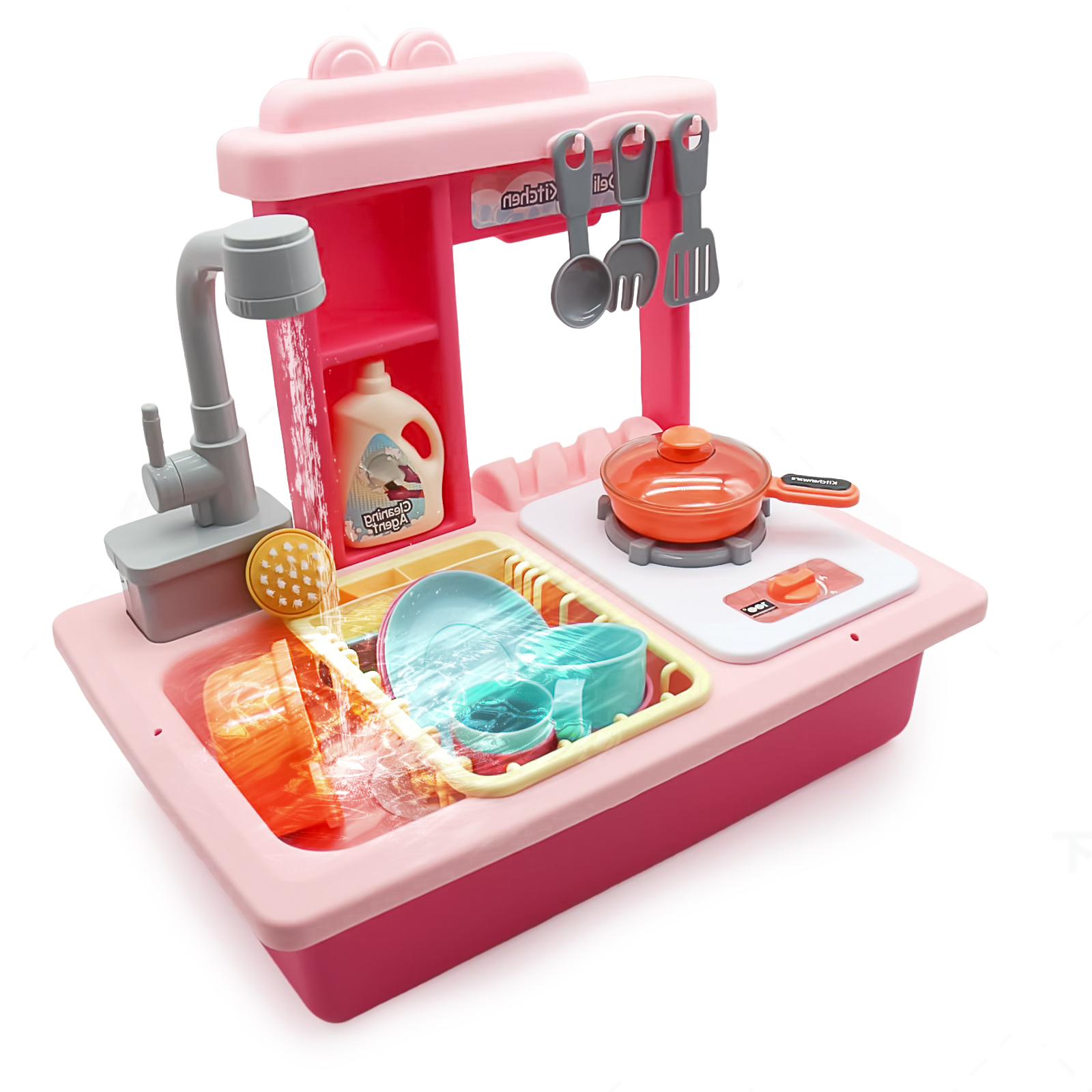 Fisca Color Changing Kids Kitchen Sink Toys, 29pcs Heat Sensitive Play Kitchen Toys with