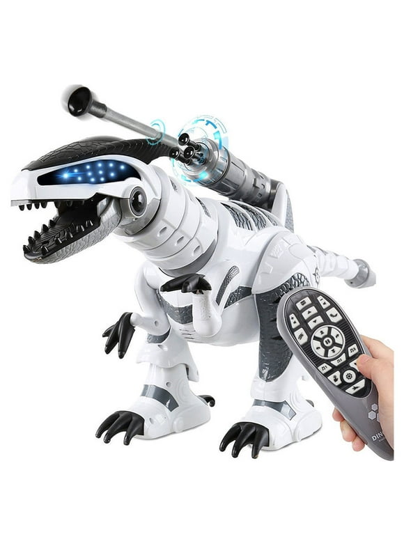 Fisca Intelligent Remote Control Shooting Darts Robot Dinosaur Toys for Kids, 11 Channel Programmable Touch Interactive War Robot