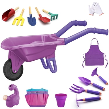 SPECSTAR Kids Wheelbarrow Children Garden Cart with Toddler Gardening ...