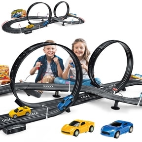 Fisca Slot Car Race Track Sets, 20ft Electric/Hand Shake Slot Car Track, Dual Race Track Race Cars Toy for Girls Boys Age 4-12