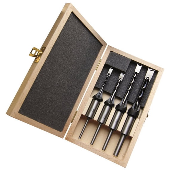 Fisch 1/4 Inch - 1/2 Inch Mortise Chisel And Bit Set With Wood Box 4 Pieces