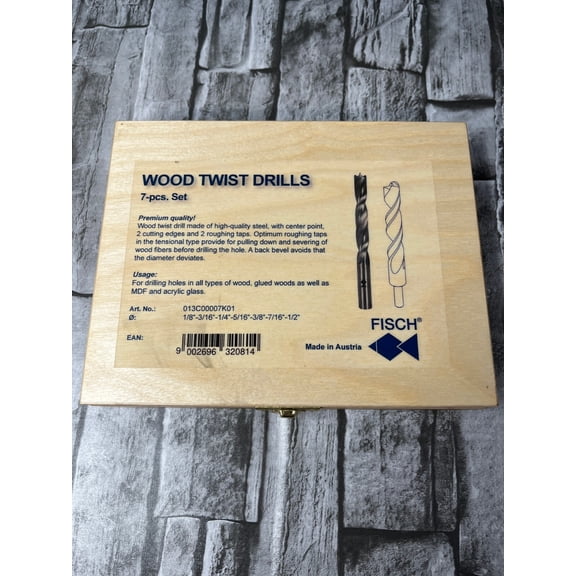 Fisch 7 Piece Set Wood Twist Drills 013C00007K01 New Free Shipping