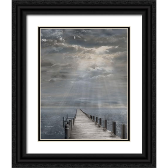 Fisch, Ellen 20x24 Black Ornate Wood Framed with Double Matting Museum Art Print Titled - Storm Clearing, Color
