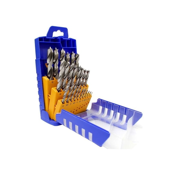Fisch Hss Wood Twist Drill Set With Heavy Duty Plastic Case 29 Pieces
