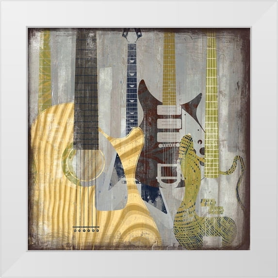 Fischer, David 12x12 White Modern Wood Framed Museum Art Print Titled - Guitars