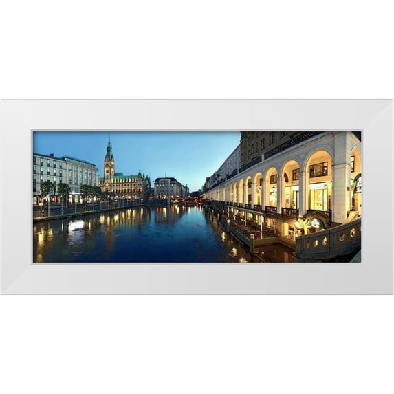 Fischer, Rolf 24x12 White Modern Wood Framed Museum Art Print Titled - Hamburg - Jungfernstieg