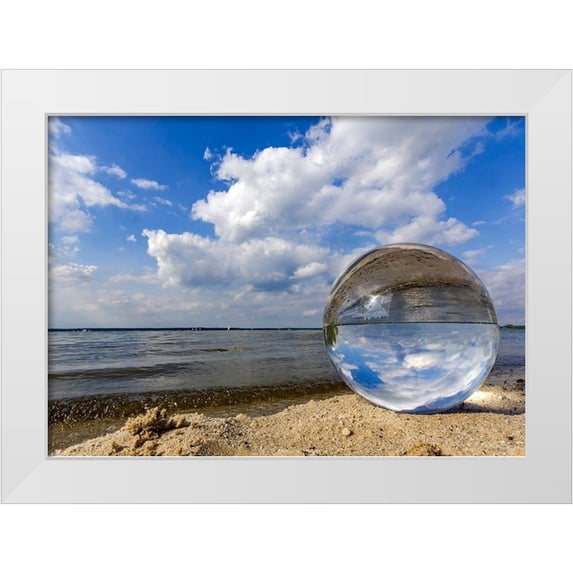 Fischer, Rolf 32x24 White Modern Wood Framed Museum Art Print Titled - Kugelwelt am Strand