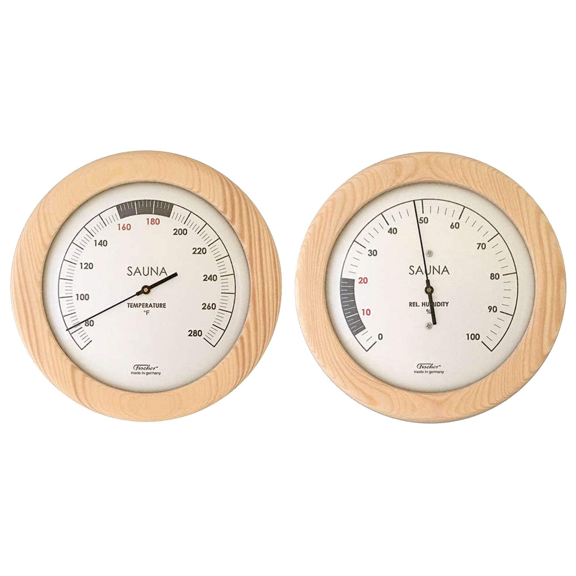 Fischer Sauna Thermometer + Hygrometer, 155 mm, Set: 196T-03F + 196H-03EN (English, �F)