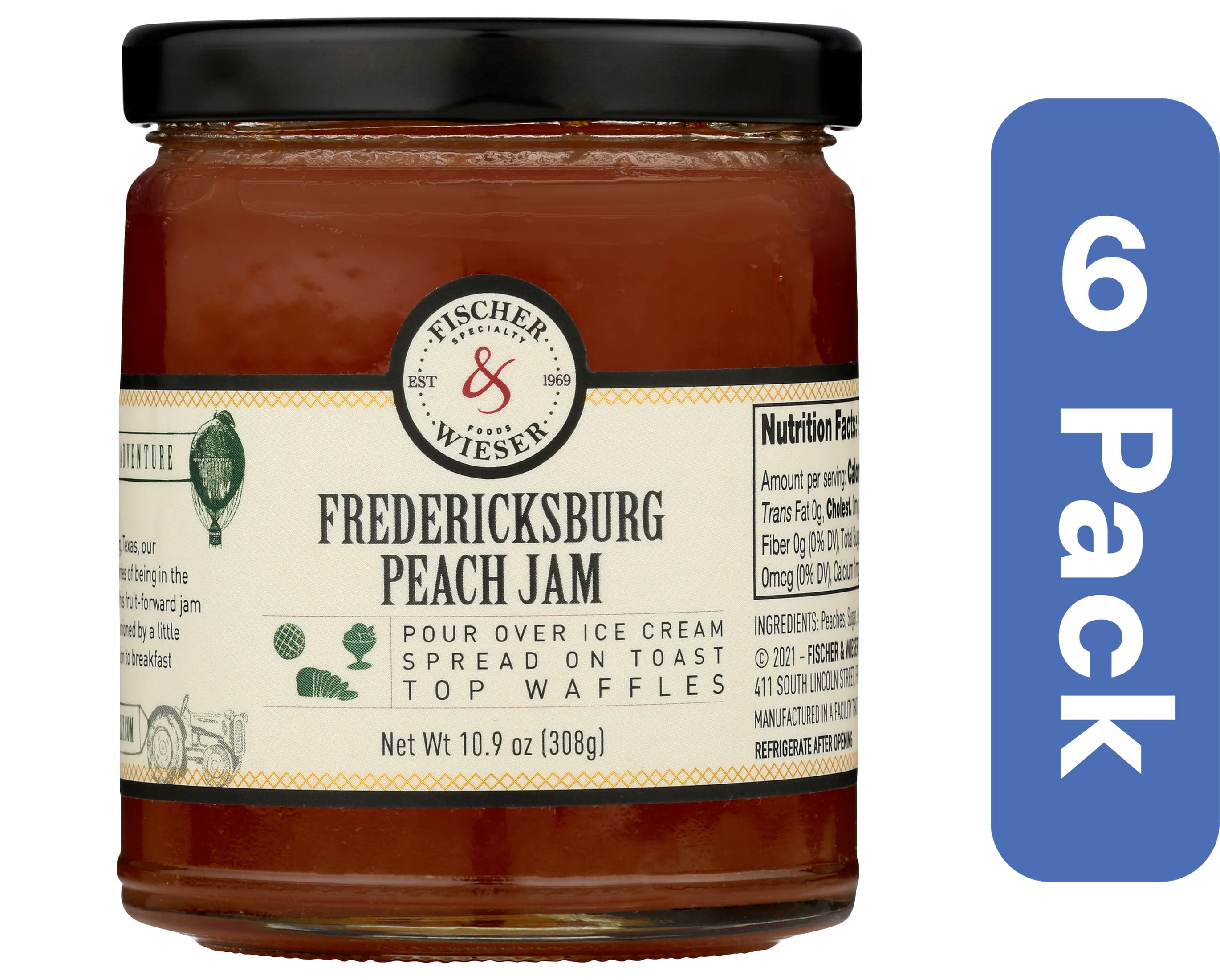 Fischer & Wieser Peach Jam Fredericksburg 10.9 oz (Pack Of 6) - Walmart.com