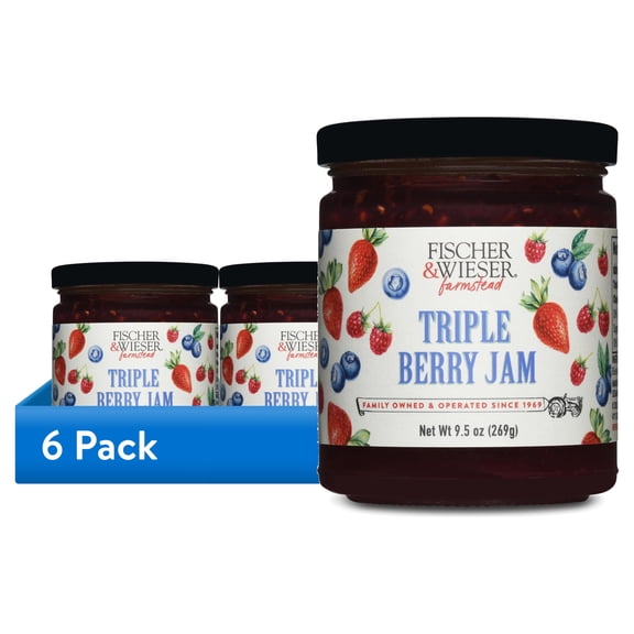 (6 pack) Fischer & Wieser Triple Berry Jam, 9.5 oz