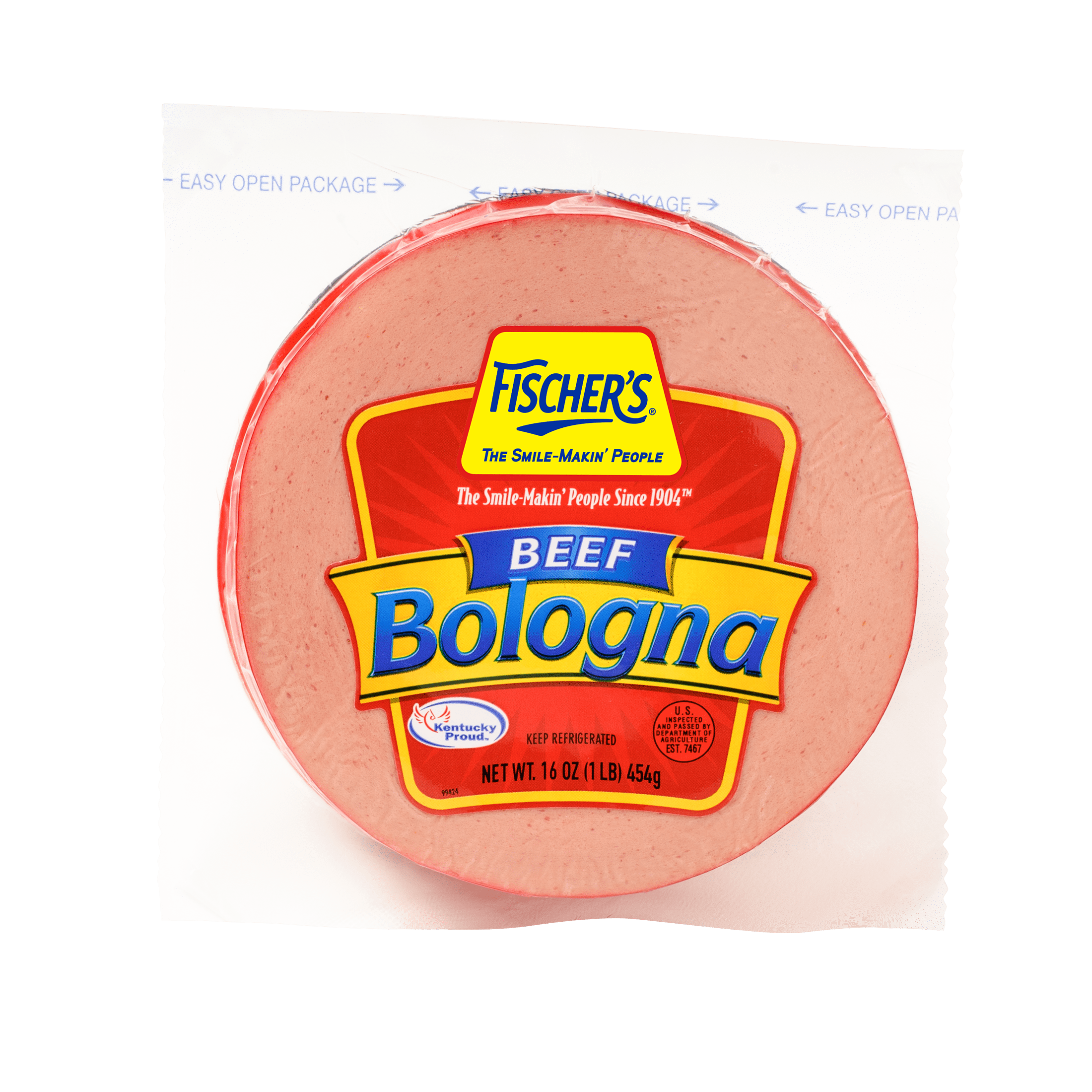 Fischer's Beef Bologna, 16 oz, Packaged in Plastic, Refrigerated