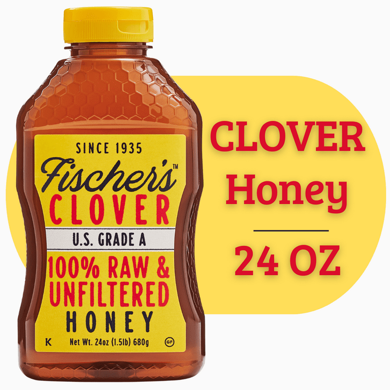 HONEY☆ Fischer's Honey Clover Honey 24oz, 100% Pure, Raw and