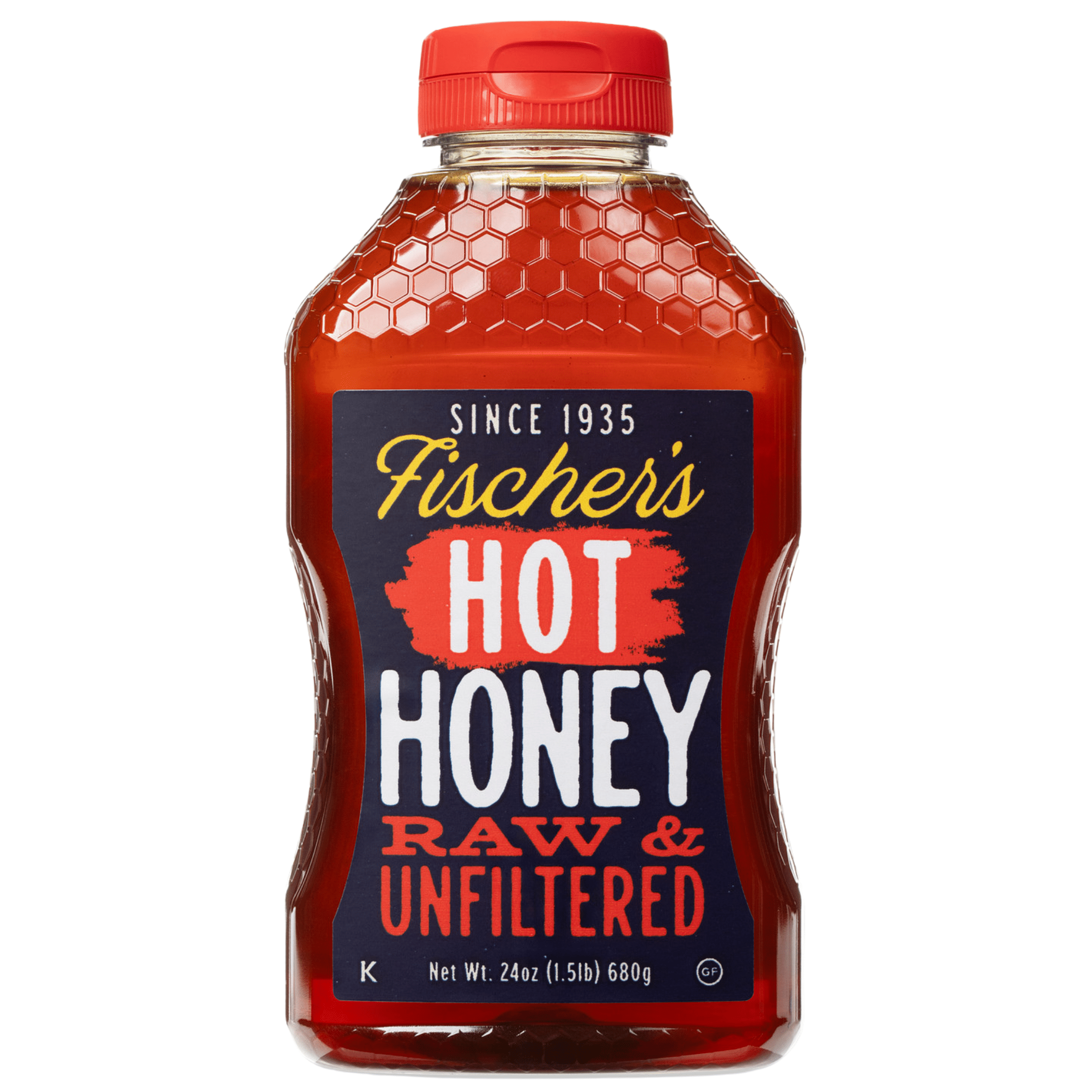 Fischer's Honey Hot Honey 24oz, Local Raw & Unfiltered, 100% Pure, Squeeze Bottle