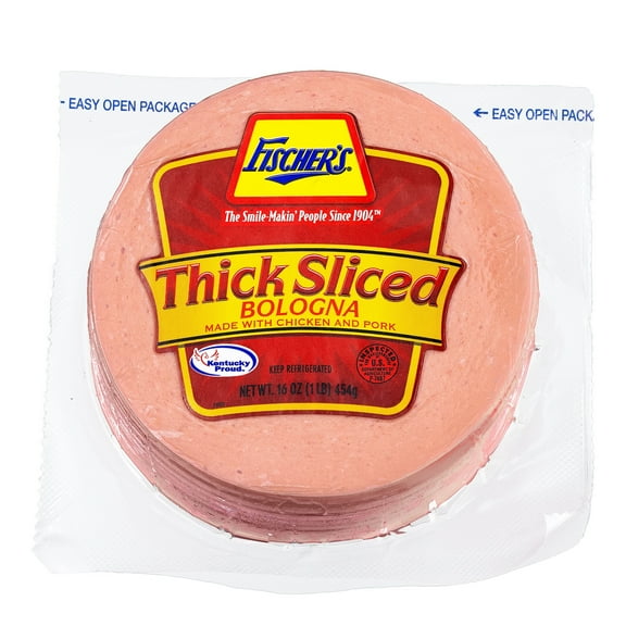 Fischer's Original Thick Sliced Bologna Lunch Meat, 16 oz, Gluten-Free, Packaged in Plastic