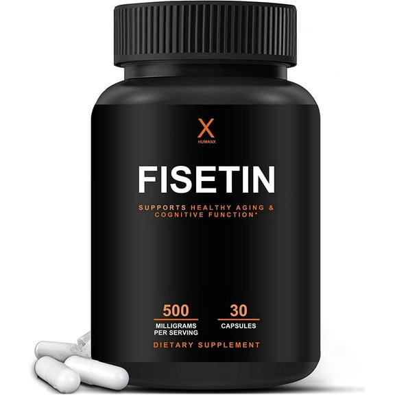 Fisetin 500mg - Fisetin Supplement (Similar to Apigenin, Luteolin, Quercetin) Senolytic Activator - Sirtuin Activator - Bioflavonoid Polyphenols - Non-GMO, Vegan, Lactose Free, Soy Free - by HumanX