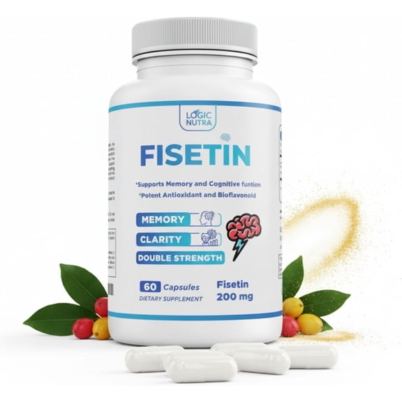 Logic Nutra Double Strength Fisetin Capsules, 200mg, Healthy Aging & Cognitive Support, 60 Count