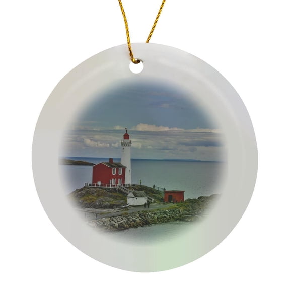 3drose, Fisgard Lighthouse, Victoria, British Columbia, Canada, Circle Porcelain Ornament