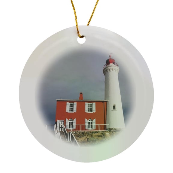 3drose, Fisgard Lighthouse, Victoria, British Columbia - Cn02 Wbi0343 - Walter Bibikow, Circle Porcelain Ornament