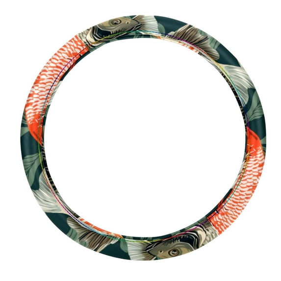 Fish 14.5 Inch Printed PVC Leather Car Wheel Cover Steering Wheel Covers Auto Accessories
