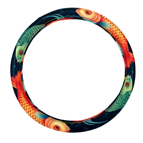 Fish 14.5 Inch Printing PVC Leather Car Wheel Cover Steering Wheel Covers Auto Accessories