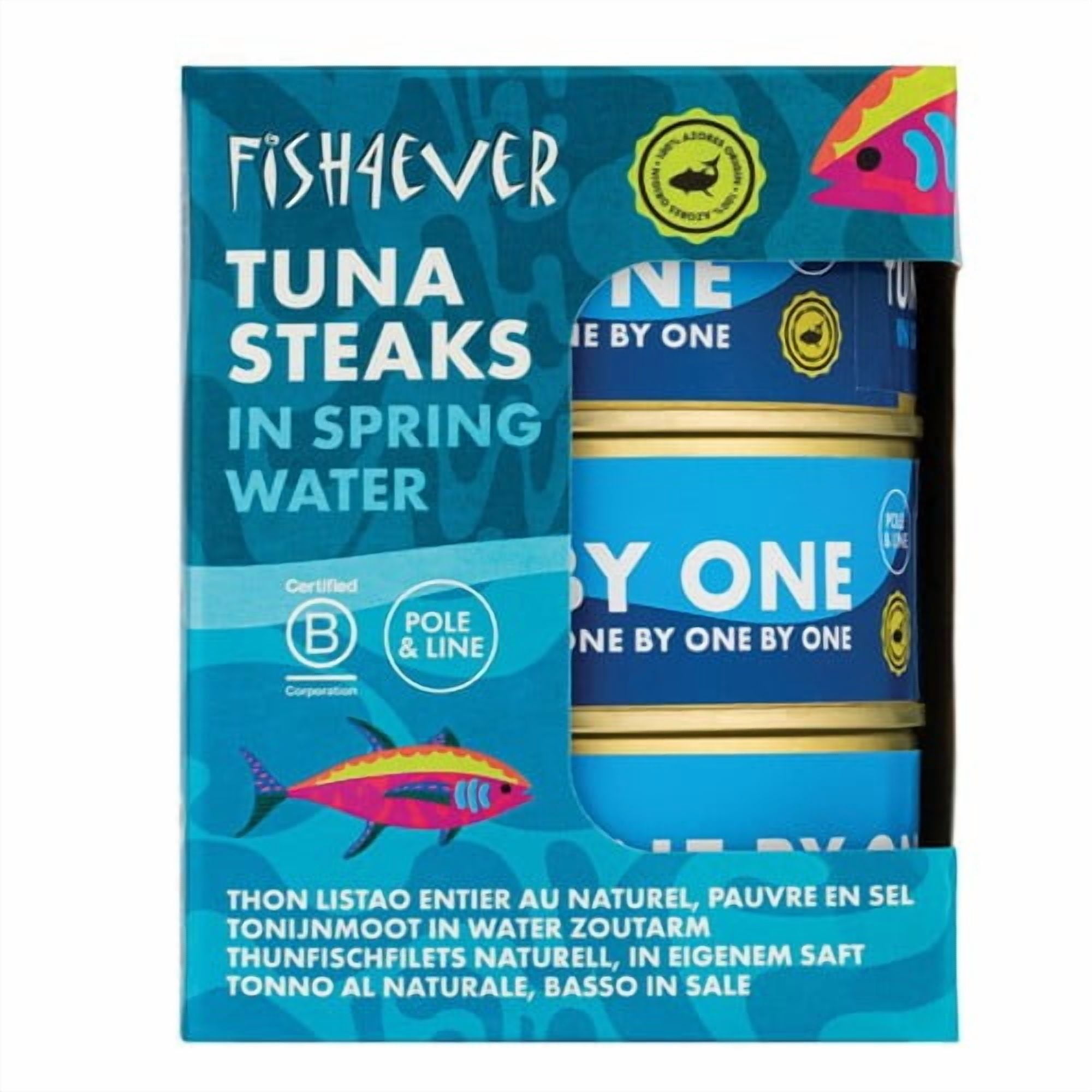 Fish 4 Ever Azores Skipjack Tuna Steaks in Spring Water 3 x 160g, British Import (Pack of 3)