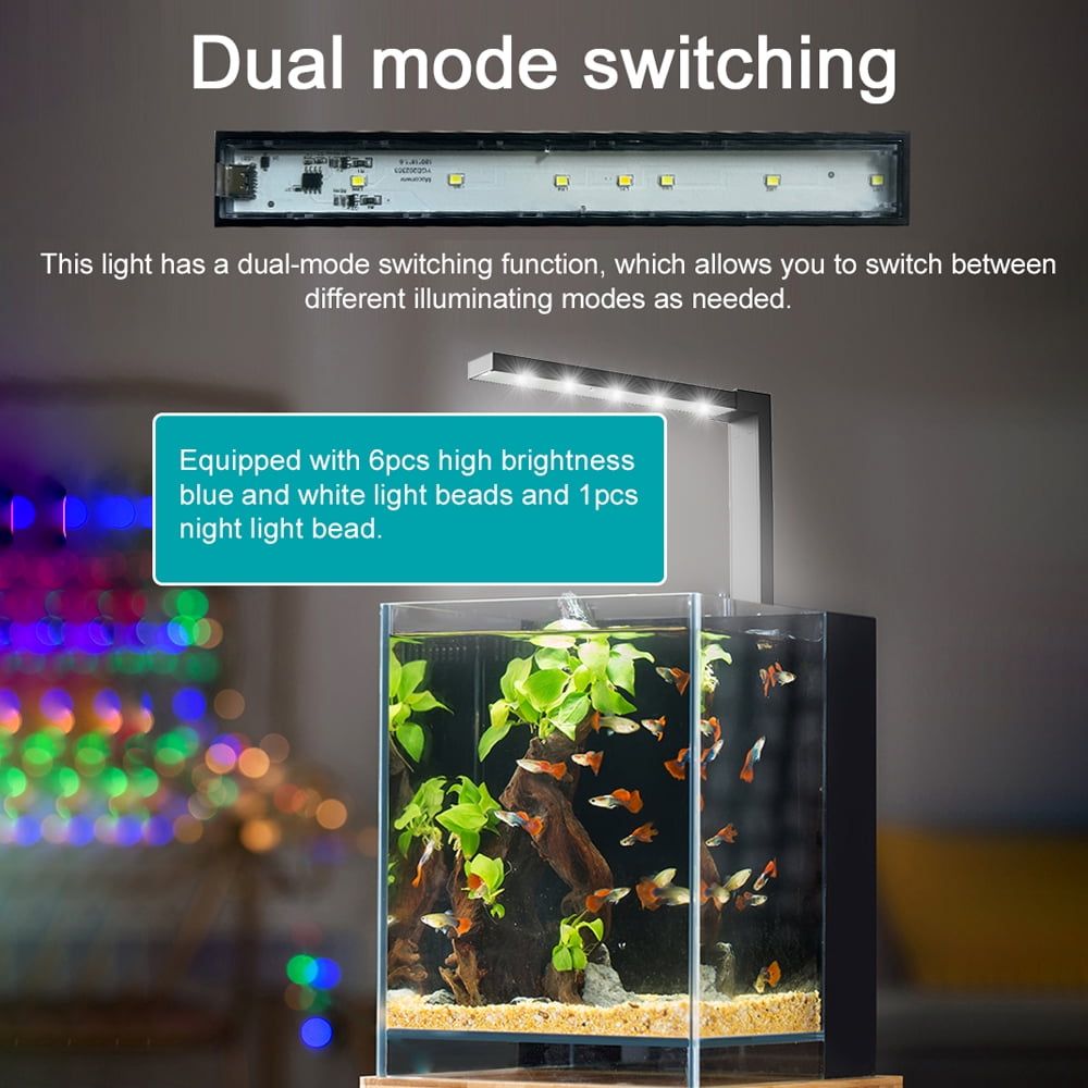 Fish ABS Small Fish Bowl LED Light Desktop Aquarium Algae Plants Light ...